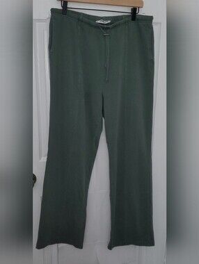 Double Zero Olive Green Drawstring Wide Leg Pants